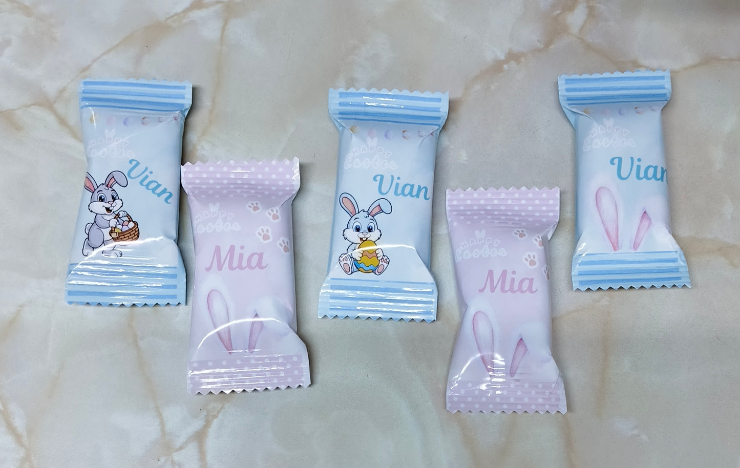 5 Pack Marshmallow Easter Eggs, Custom Wrapped