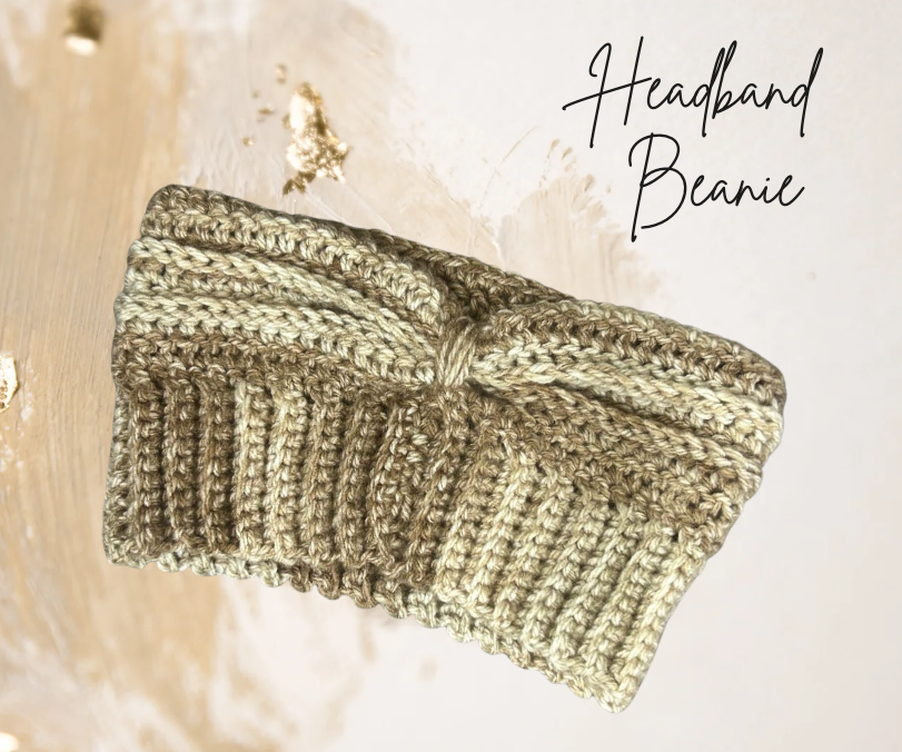Headband Beanie - Brown/Beige Mix