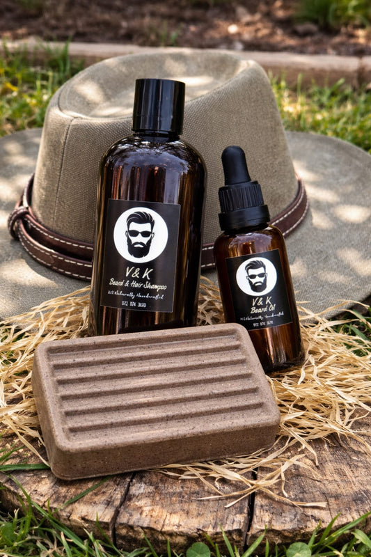 Gentleman's Grooming Gift Set - Beard Oil, Shampoo & Soap - Natural Ingredients